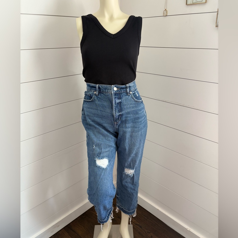 LOFT Blue Distressed Ankle Jeans